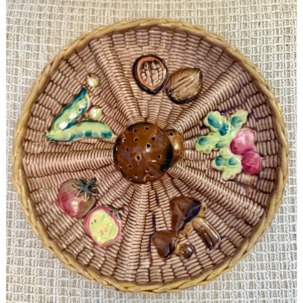 MCM Ceramic 10" Veggie Serving Platter with Mushroom Toothpick Holder